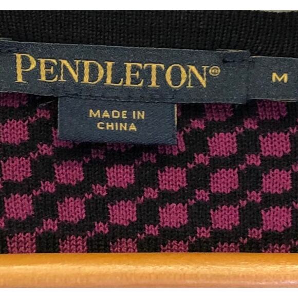 Pendleton Purple Fuchsia Black Cotton Cardigan Sweater M Women's - Picture 4 of 4